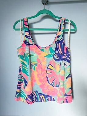 Lilly Pulitzer Cosmos Silk Tank Top Exotic Garden Size Small